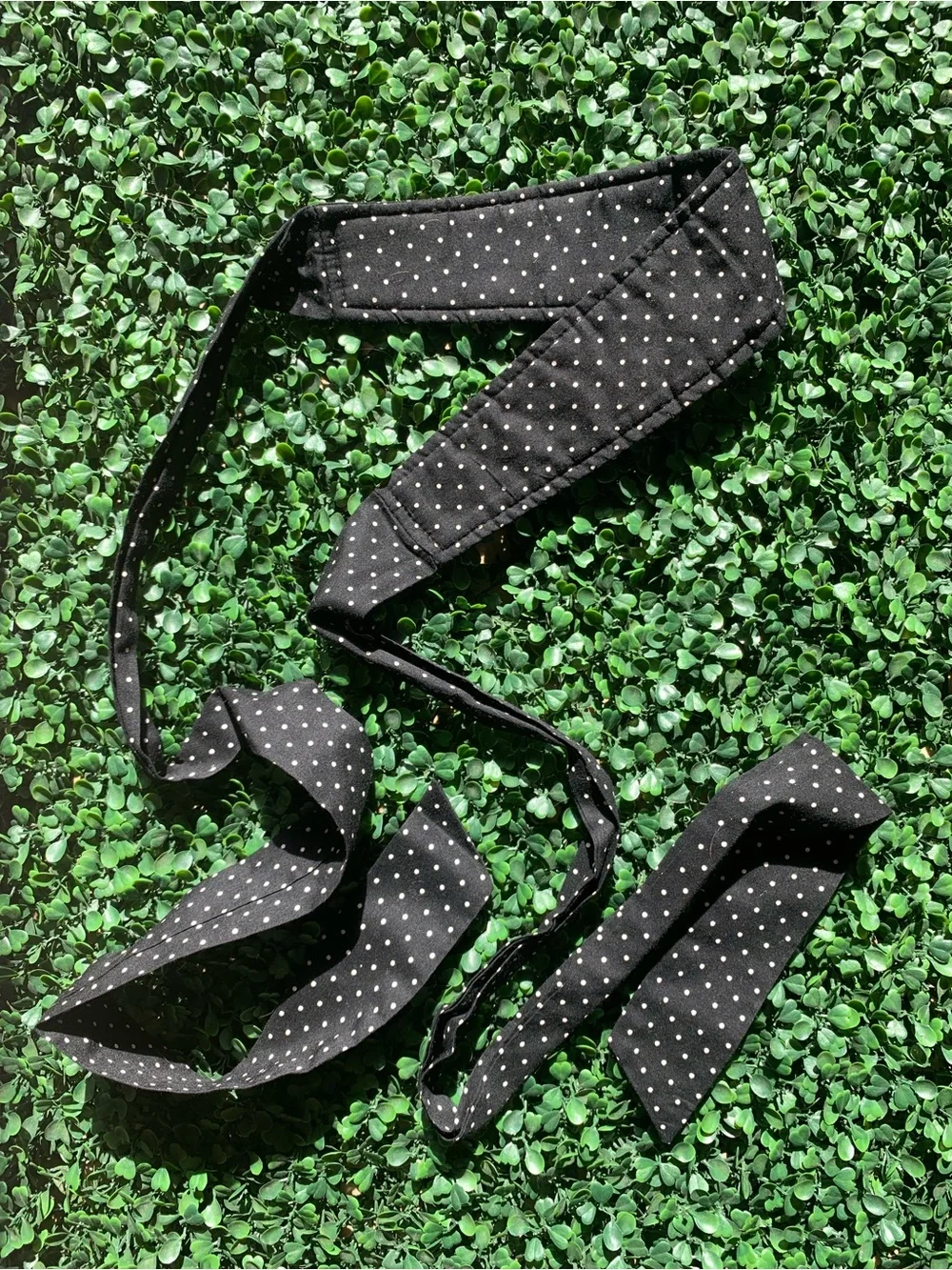 Vintage soft fabric black and white polka dot headscarf hair accessory